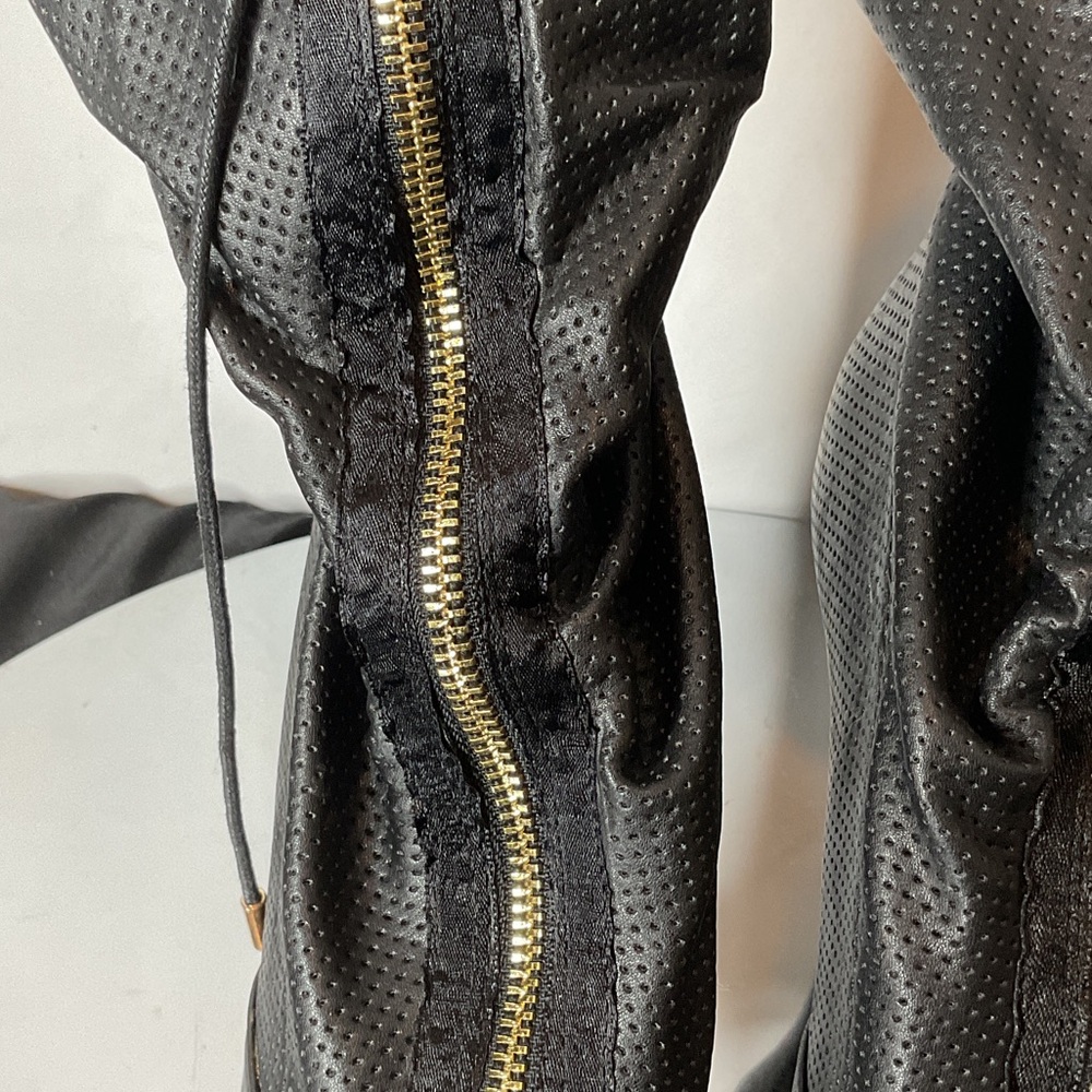 Cape Robbin Black Heeled Boots with Gold Zipper - Picture 3 of 5
